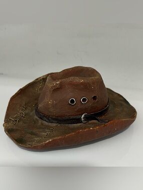 Vintage 1999 Cowboy Hat Resin Paperweight Rustic Home Office Decor